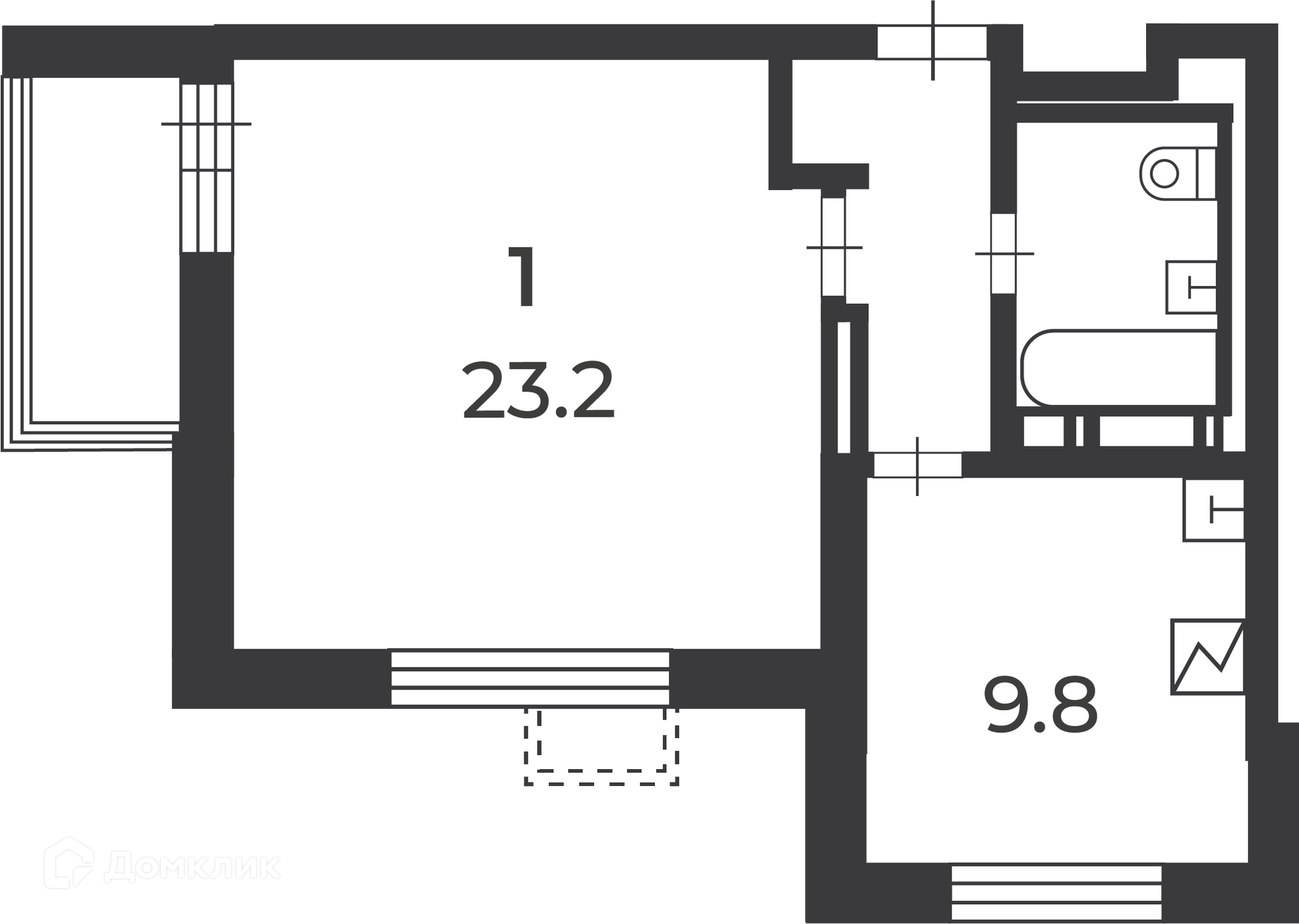 Планировка 1-комн. в ЖК «Чечёрский проезд, 28, к 1, 2»