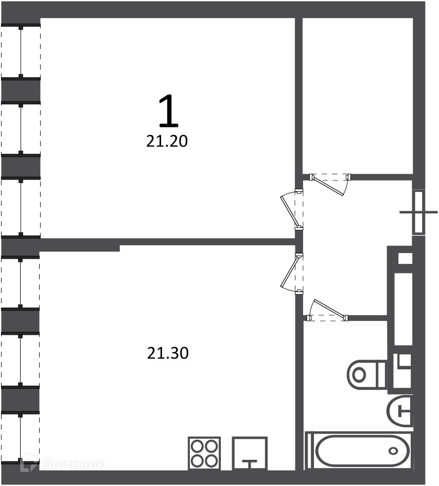 Планировка 1-комн. в ЖК «Светланова ул., д. 11, к. 2 (Московские кварталы)»