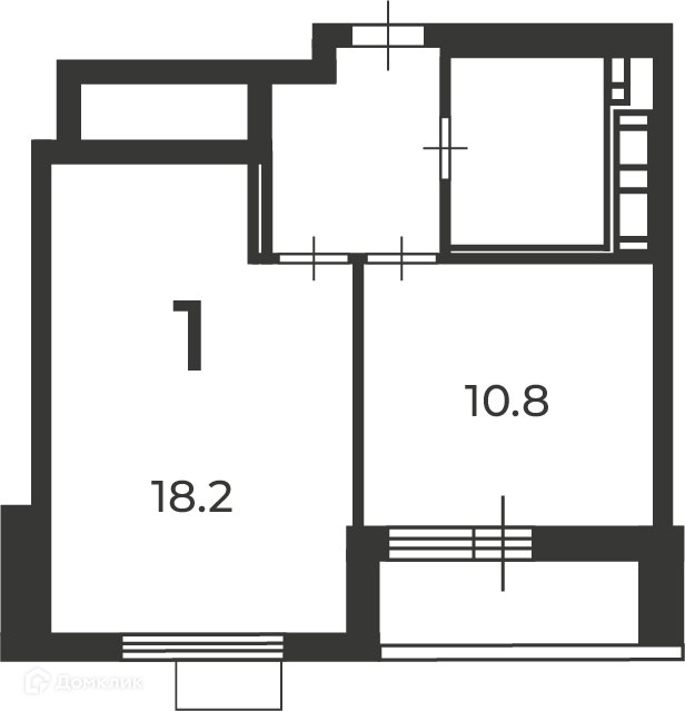 Планировка 1-комн. в ЖК «Маршала Чуйкова, 9A (Московские кварталы)»