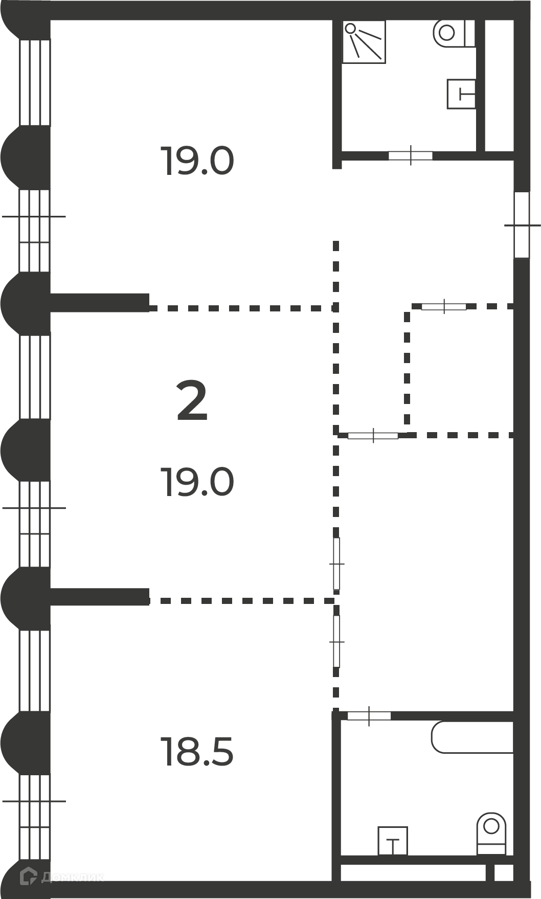 Планировка 2-комн. в ЖК «Светланова, 13 (Московские кварталы)»