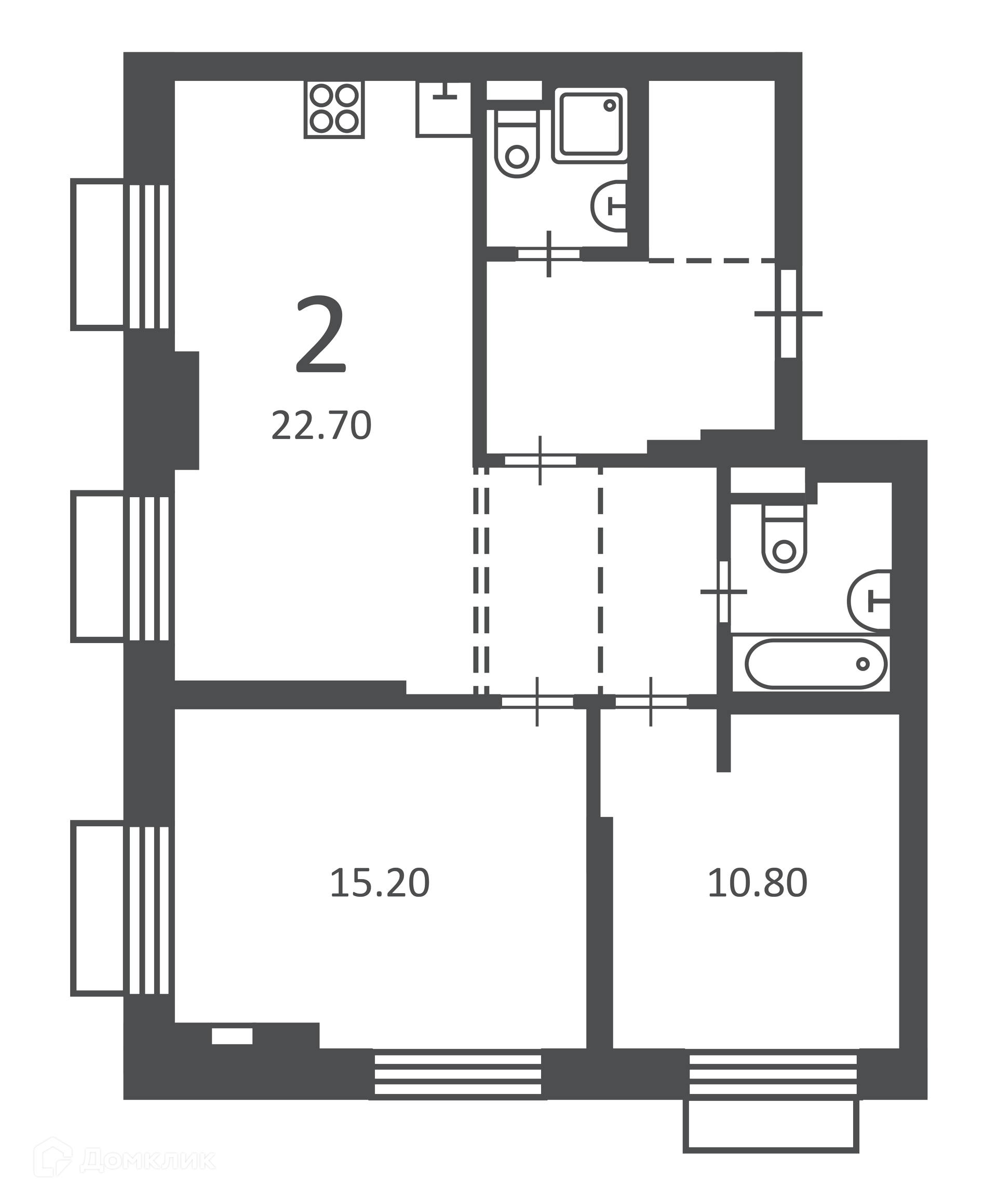 Планировка 2-комн. в ЖК «2-й Тушинский проезд, д. 1 (Московские кварталы)»