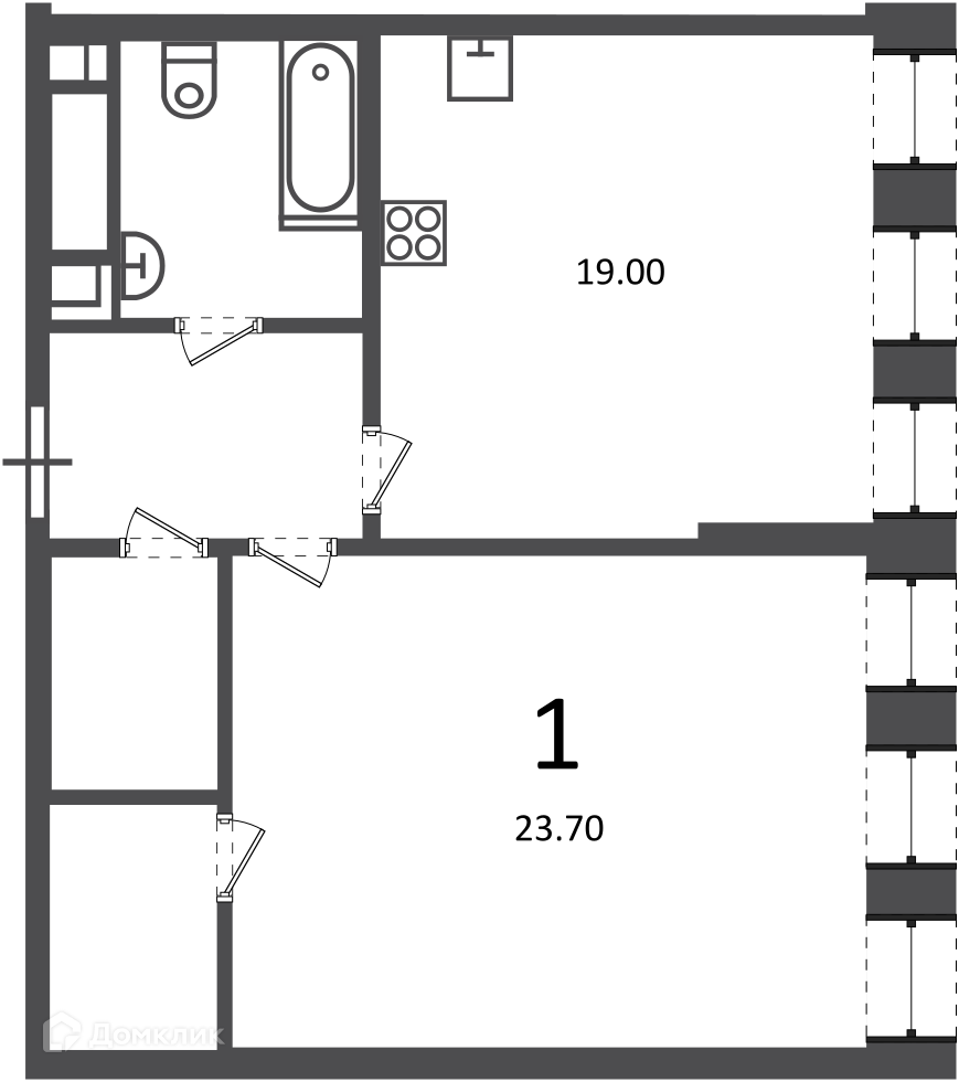 Планировка 1-комн. в ЖК «Светланова ул., д. 11, к. 2 (Московские кварталы)»