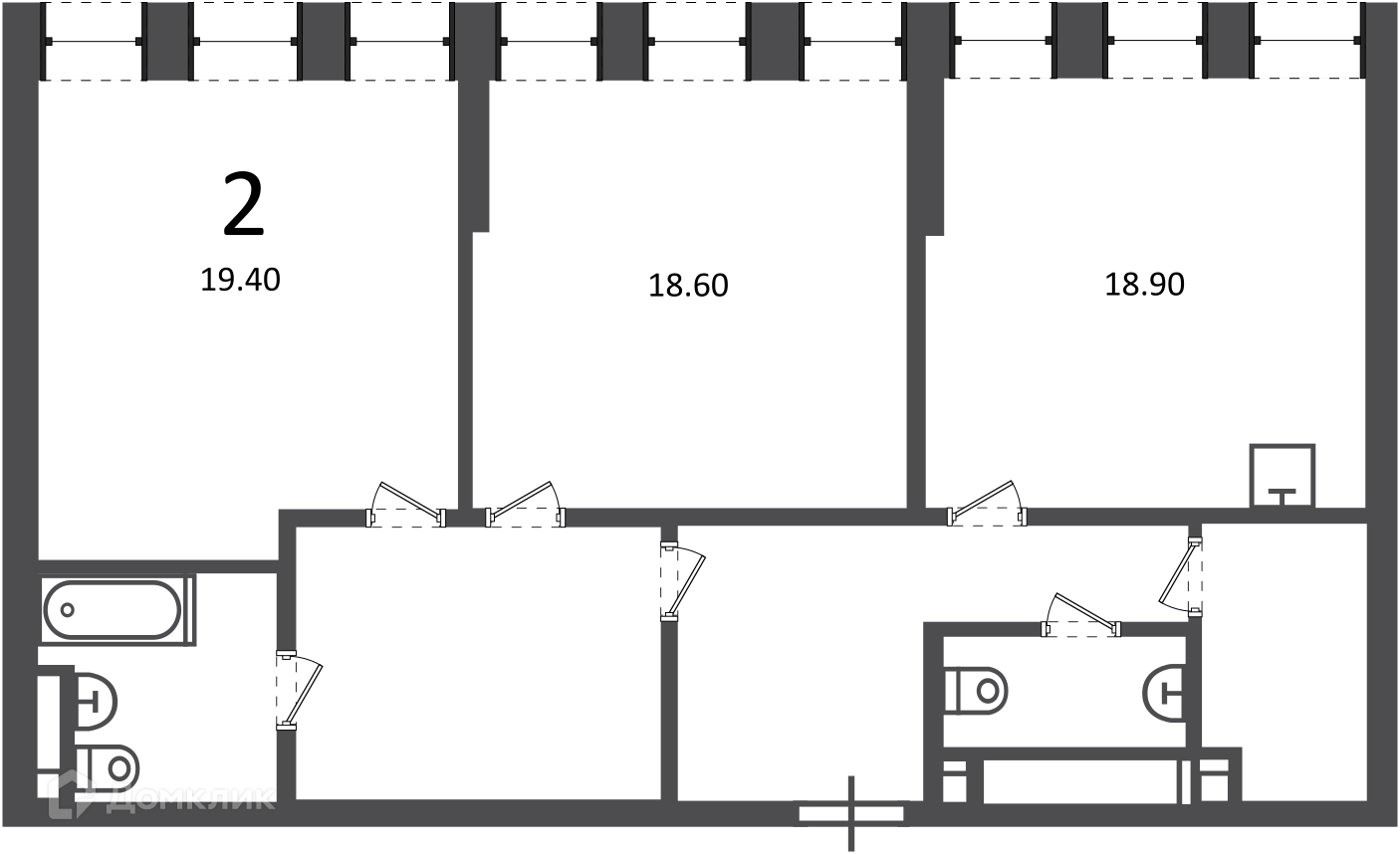 Планировка 2-комн. в ЖК «Светланова ул., д. 11, к. 2 (Московские кварталы)»