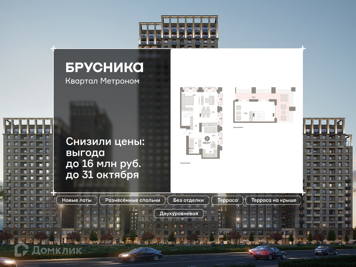 Планировка 2-комн. в ЖК «Квартал «Метроном»