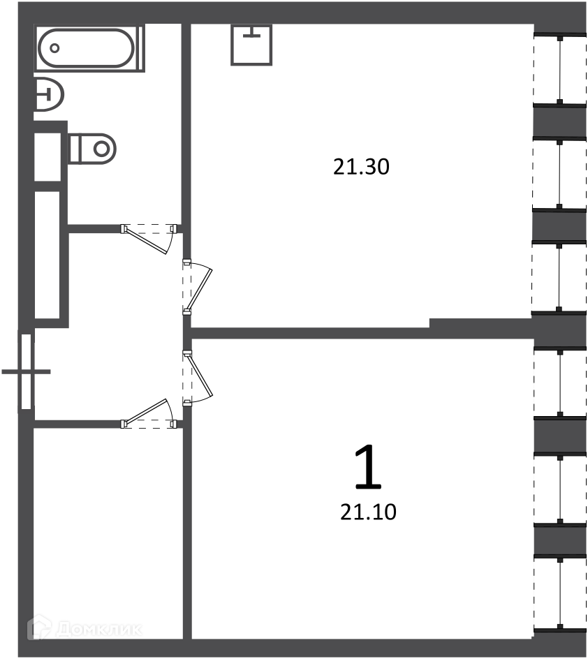 Планировка 1-комн. в ЖК «Светланова ул., д. 11, к. 2 (Московские кварталы)»