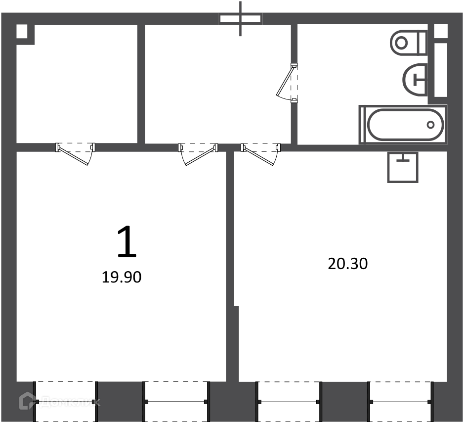 Планировка 1-комн. в ЖК «Светланова ул., д. 11, к. 2 (Московские кварталы)»