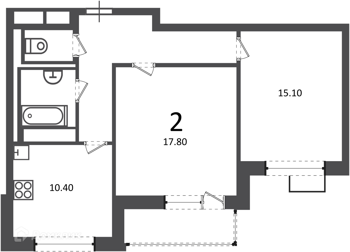 Планировка 2-комн. в ЖК «Балаклавский пр-кт, д. 17 (московские кварталы)»