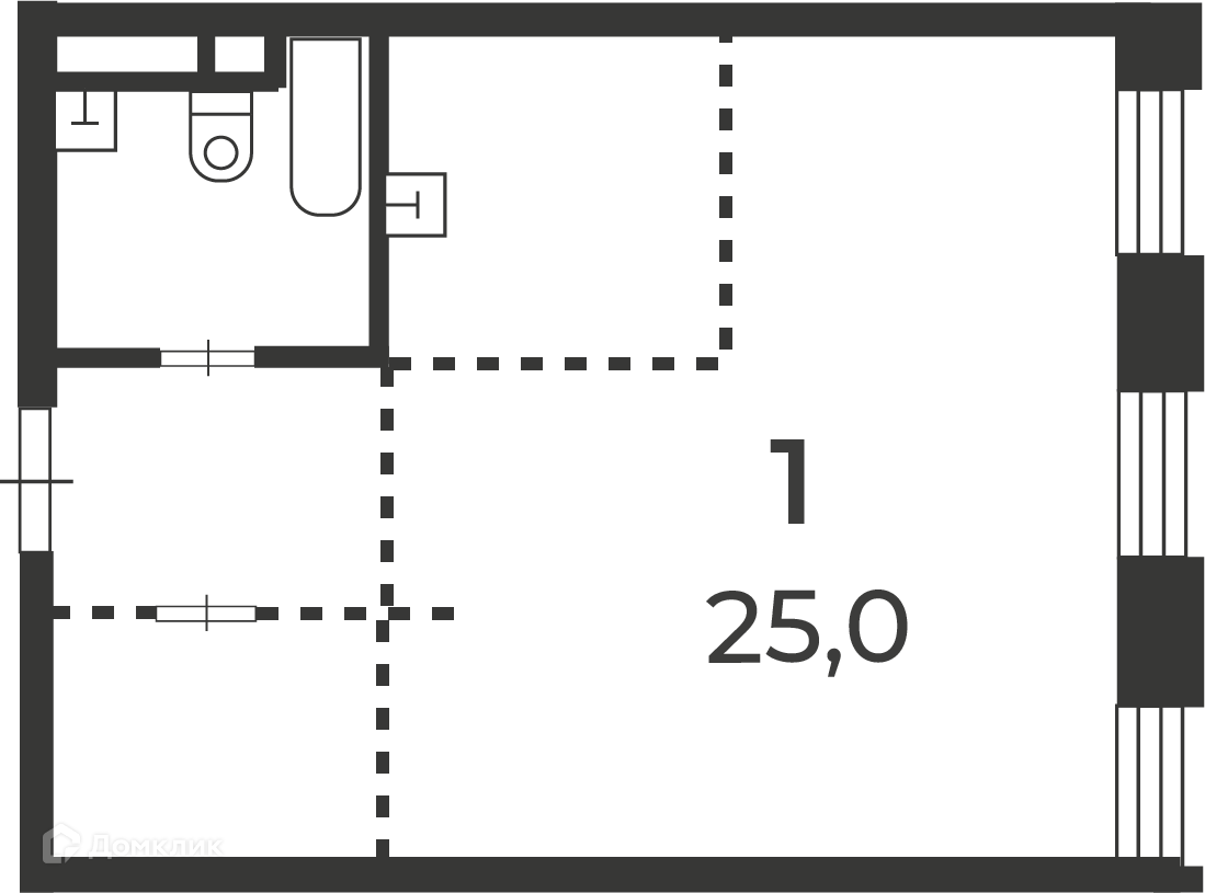 Планировка 1-комн. в ЖК «Светланова, 13 (Московские кварталы)»