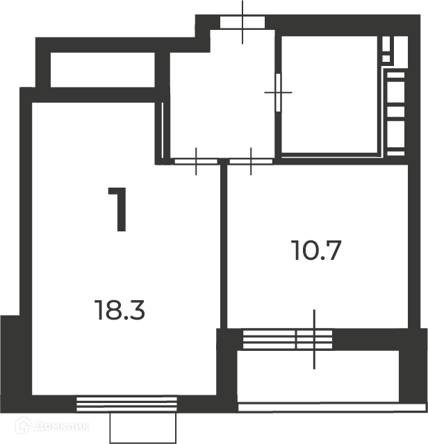 Планировка 1-комн. в ЖК «Маршала Чуйкова, 9A (Московские кварталы)»