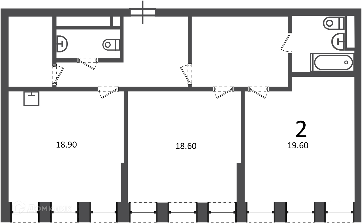 Планировка 2-комн. в ЖК «Светланова ул., д. 11, к. 2 (Московские кварталы)»