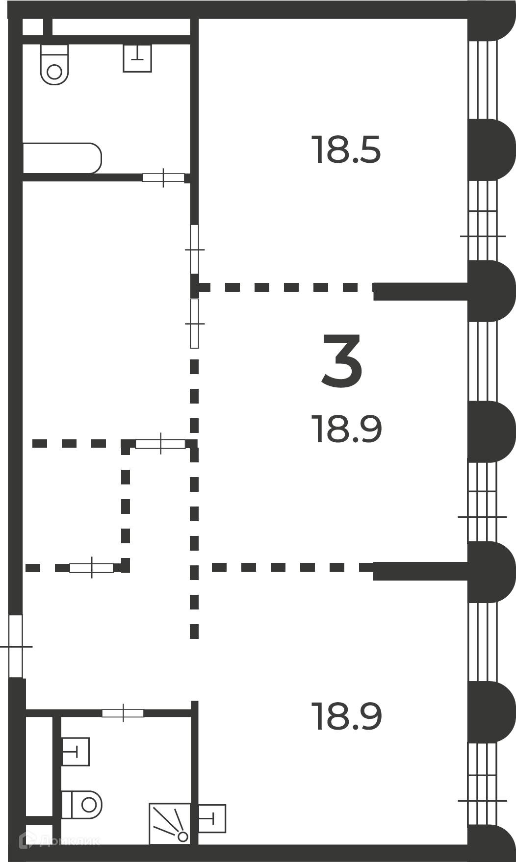 Планировка 2-комн. в ЖК «Светланова, 13 (Московские кварталы)»