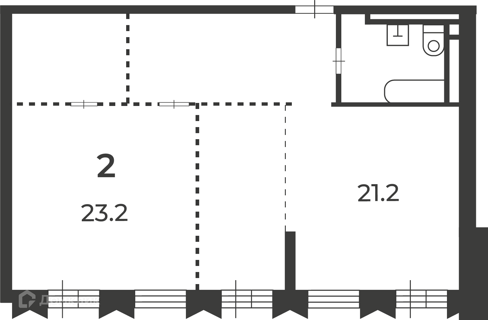 Планировка 2-комн. в ЖК «Светланова, 13 (Московские кварталы)»