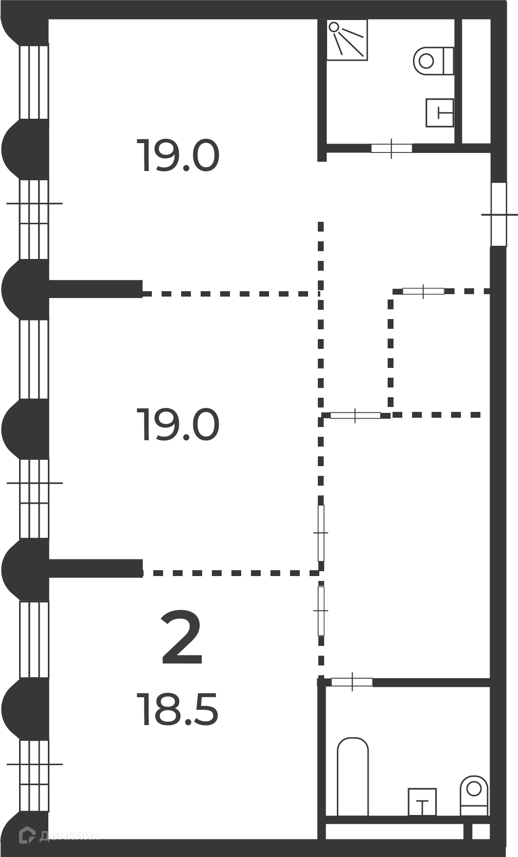 Планировка 2-комн. в ЖК «Светланова, 13 (Московские кварталы)»