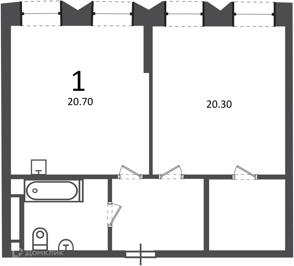 Планировка 1-комн. в ЖК «Светланова ул., д. 11, к. 2 (Московские кварталы)»