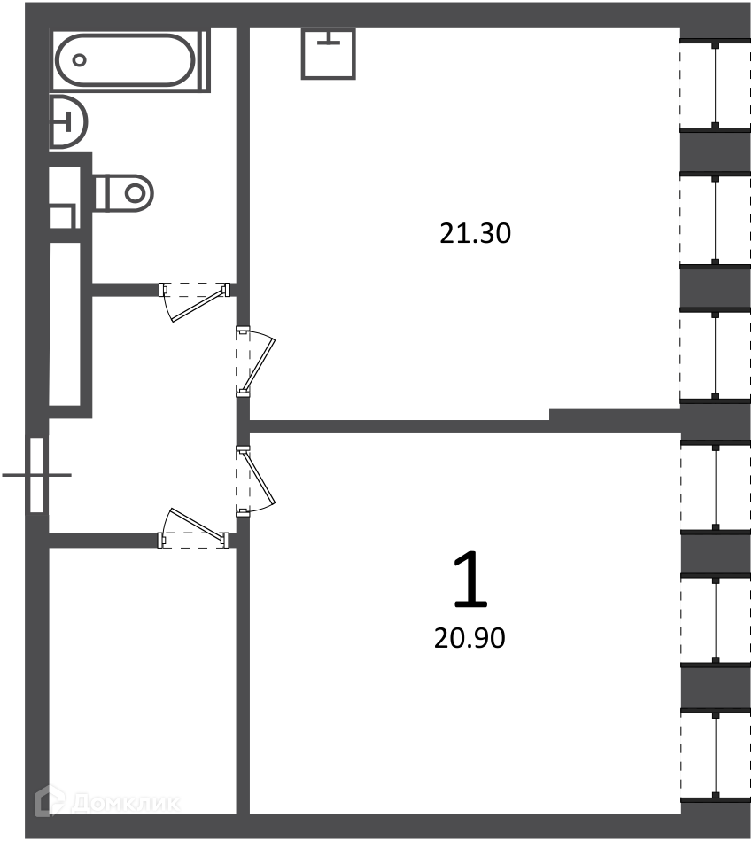 Планировка 1-комн. в ЖК «Светланова ул., д. 11, к. 2 (Московские кварталы)»