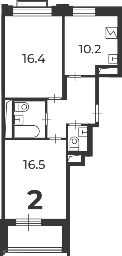 Планировка 2-комн. в ЖК «Михалковская, д. 48, к. 4 (Московские кварталы)»