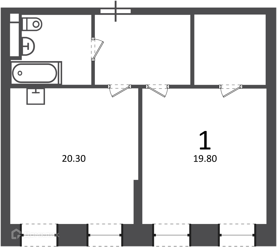 Планировка 1-комн. в ЖК «Светланова ул., д. 11, к. 2 (Московские кварталы)»