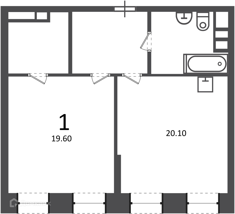 Планировка 1-комн. в ЖК «Светланова ул., д. 11, к. 2 (Московские кварталы)»