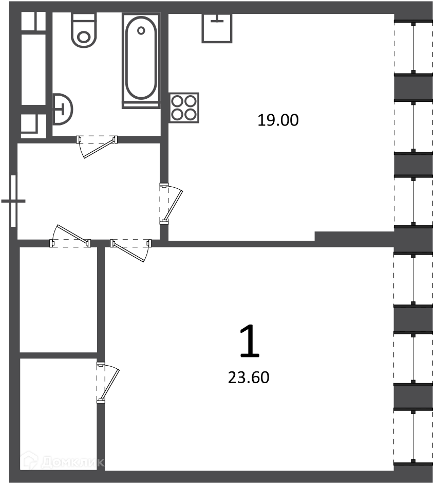 Планировка 1-комн. в ЖК «Светланова ул., д. 11, к. 2 (Московские кварталы)»