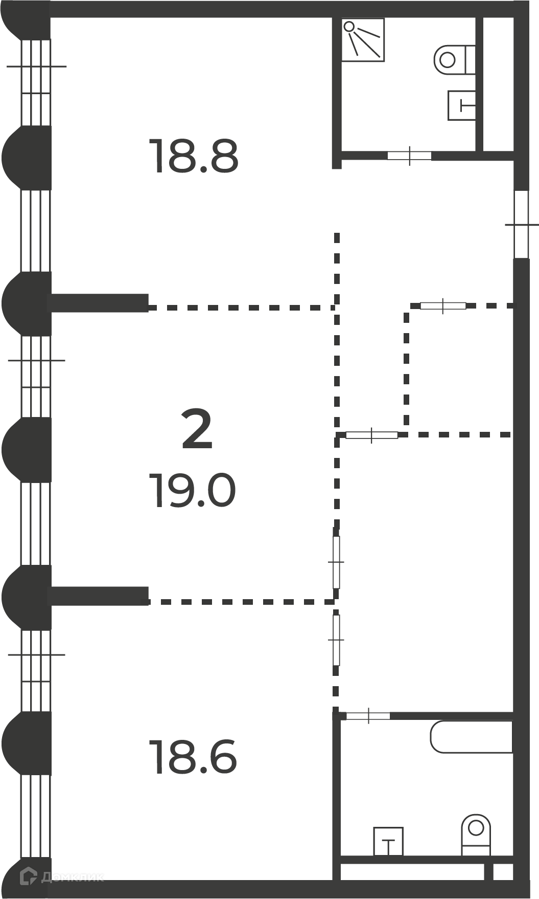Планировка 2-комн. в ЖК «Светланова, 13 (Московские кварталы)»