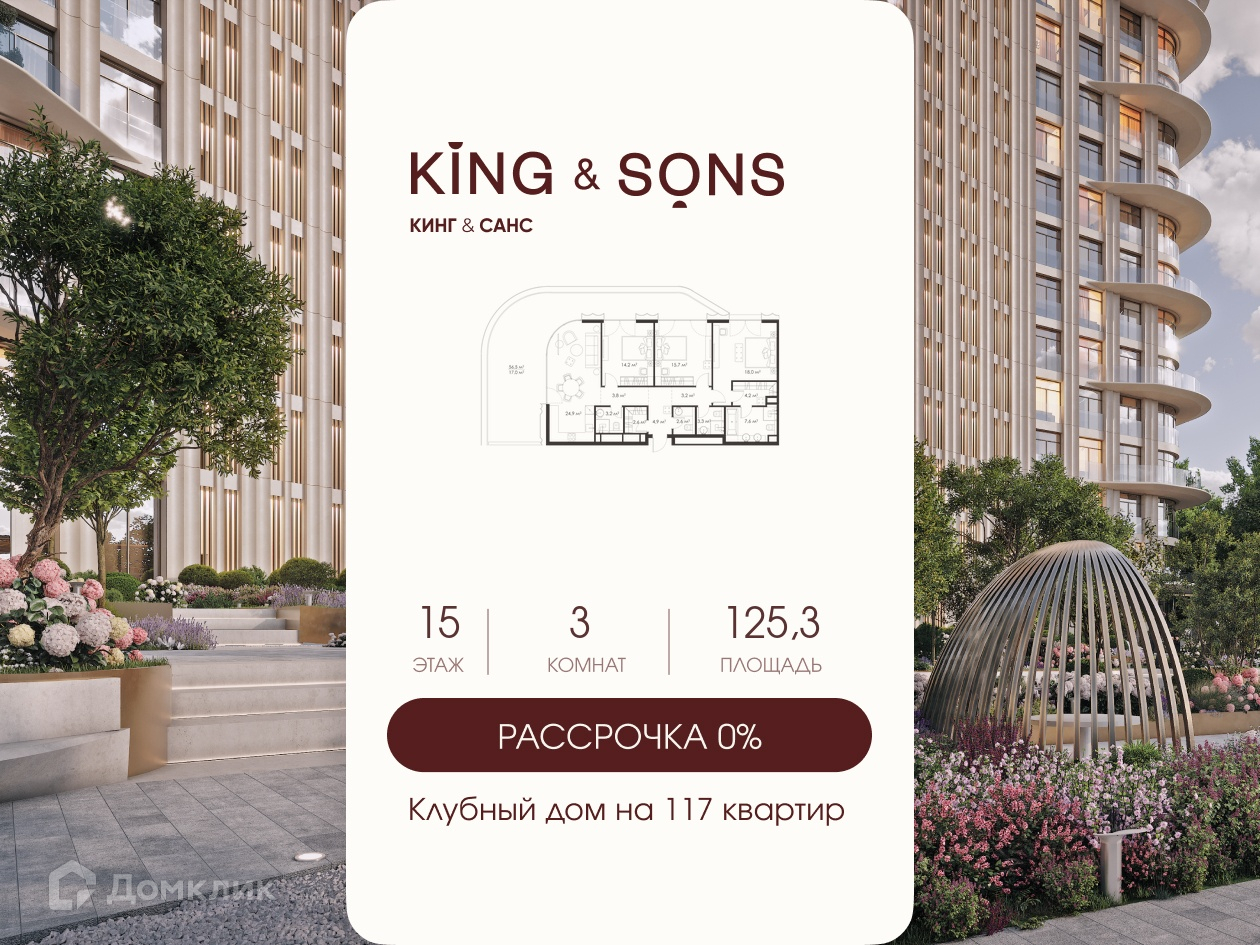 Планировка 2-комн. в ЖК «КИНГ ЭНД САНЗ»
