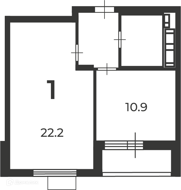 Планировка 1-комн. в ЖК «Маршала Чуйкова, 9A (Московские кварталы)»