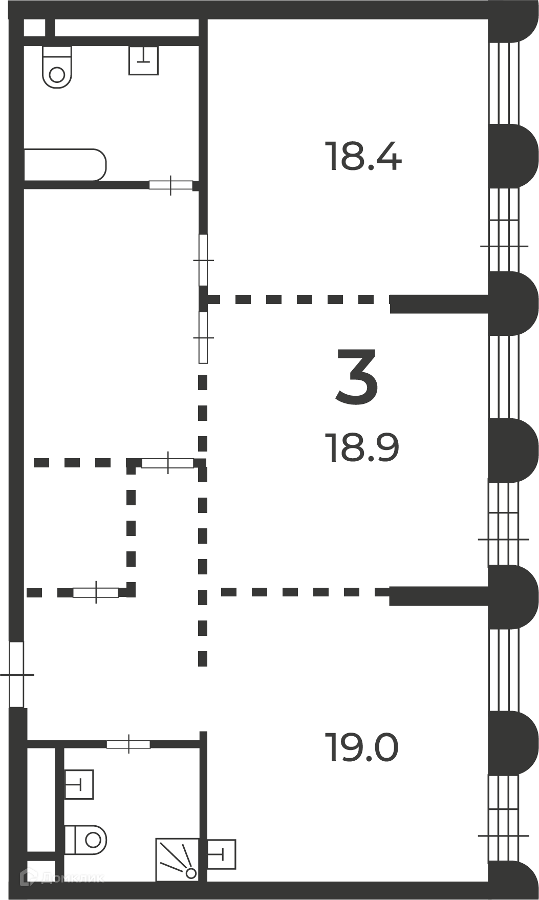 Планировка 2-комн. в ЖК «Светланова, 13 (Московские кварталы)»