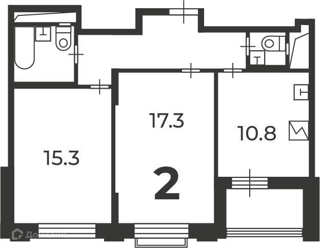 Планировка 2-комн. в ЖК «Михалковская, д. 48, к. 4 (Московские кварталы)»