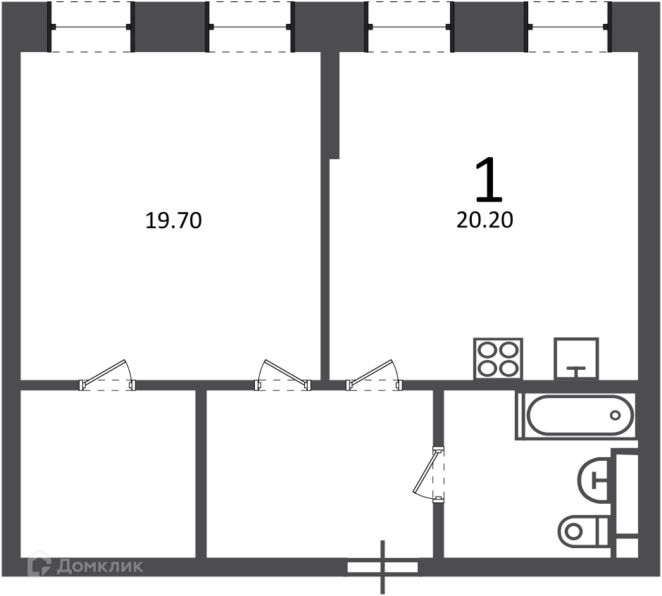 Планировка 1-комн. в ЖК «Светланова ул., д. 11, к. 2 (Московские кварталы)»