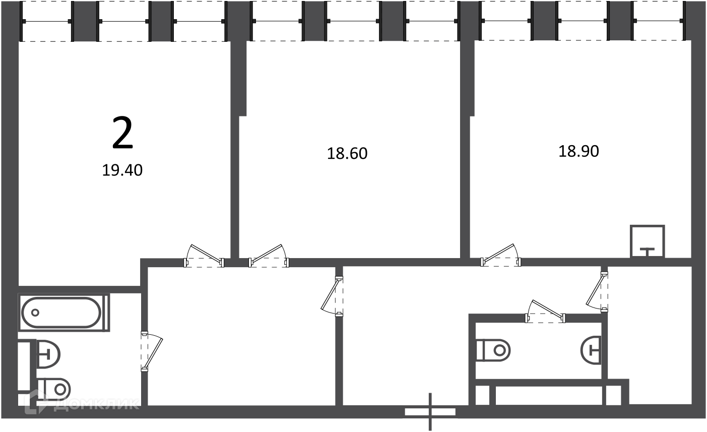 Планировка 2-комн. в ЖК «Светланова ул., д. 11, к. 2 (Московские кварталы)»