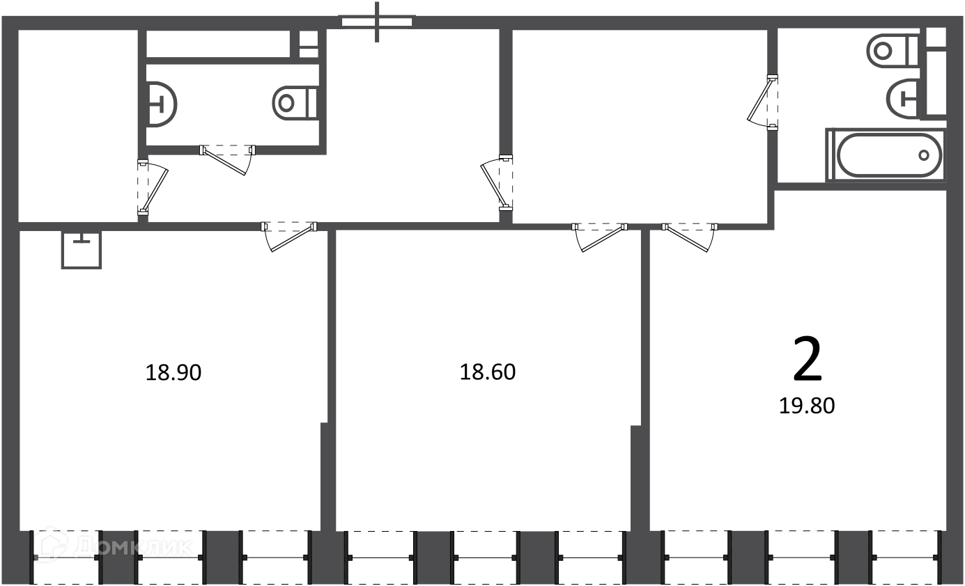 Планировка 2-комн. в ЖК «Светланова ул., д. 11, к. 2 (Московские кварталы)»