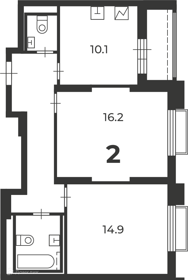 Планировка 2-комн. в ЖК «2-й Тушинский проезд, д. 1 (Московские кварталы)»