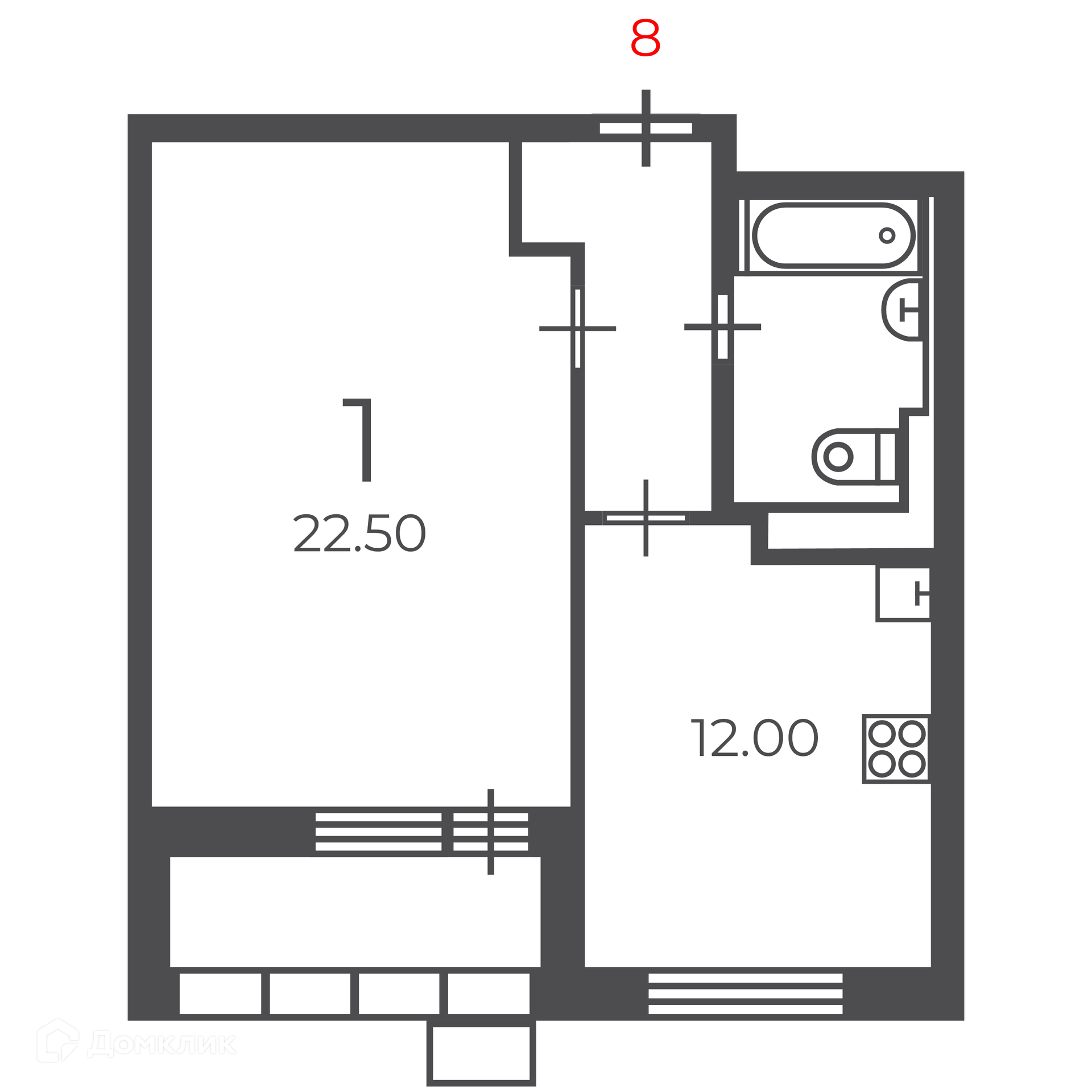 Планировка 1-комн. в ЖК «Чечёрский проезд, 28А (Московские кварталы)»