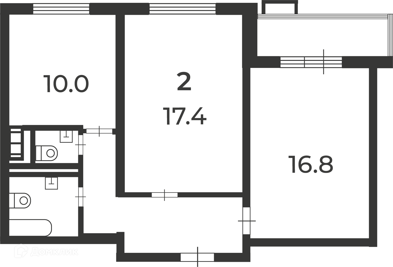 Планировка 2-комн. в ЖК «Кварцевая ул., д. 4, к. 1 (Московские кварталы)»
