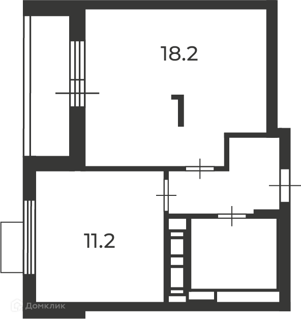 Планировка 1-комн. в ЖК «Маршала Чуйкова, 9A (Московские кварталы)»