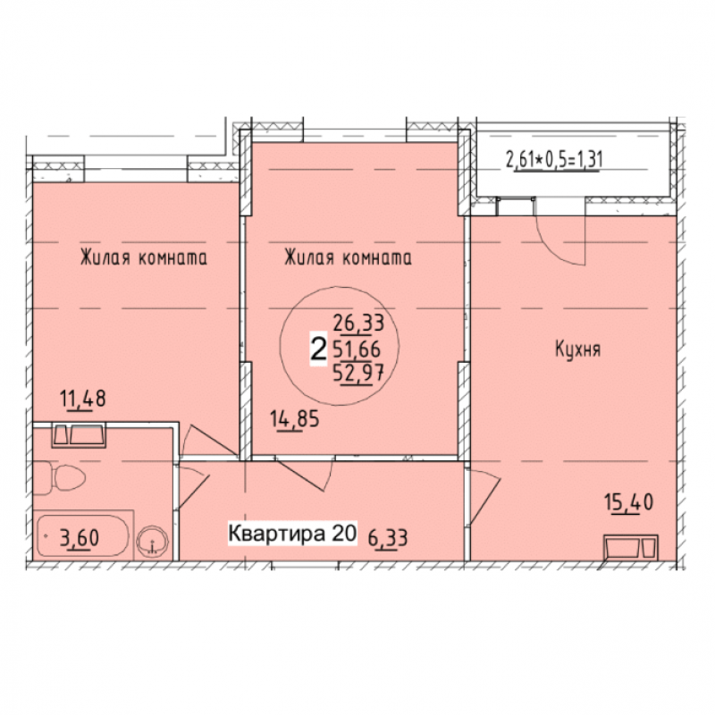 Планировка квартиры 2-комнатная