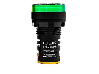 Лампа сигнальная, зелёная, 220VAC, светодиодная, EKLD-22DS-G-220