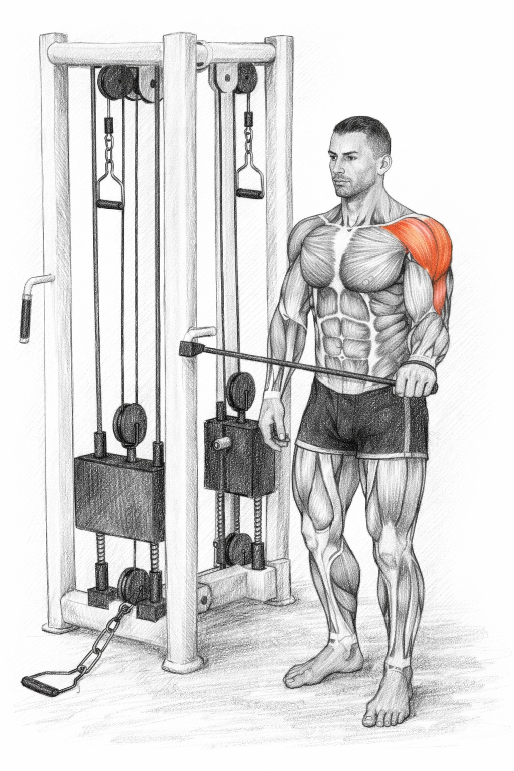 Боковой поворот плеча в сторону стоя с резинкой