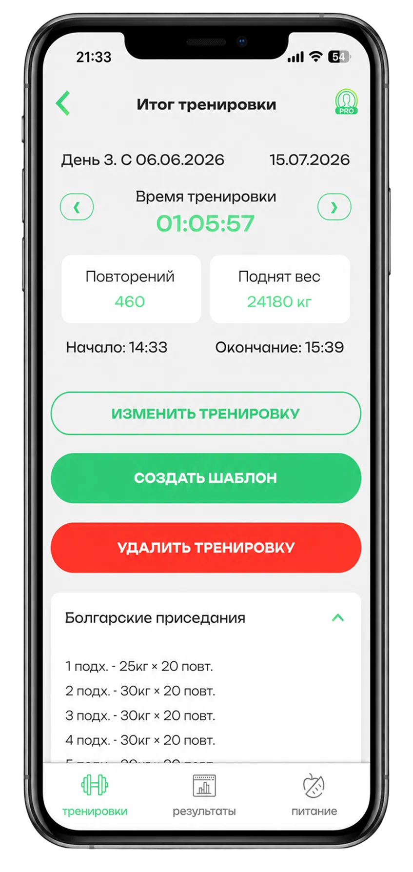 История тренировок FitBud