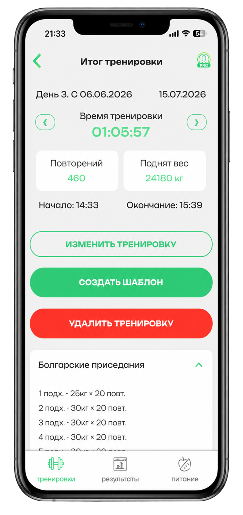 История тренировок FitBud