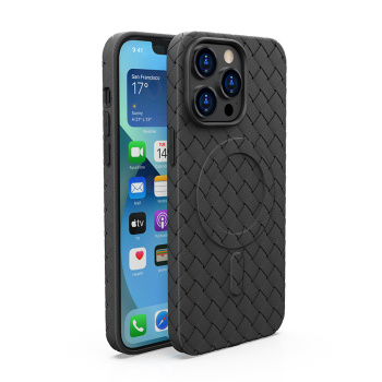 Плетеный силиконовый чехол с MagSafe для iPhone 15 Pro, Черный на фоне в магазине Nice case