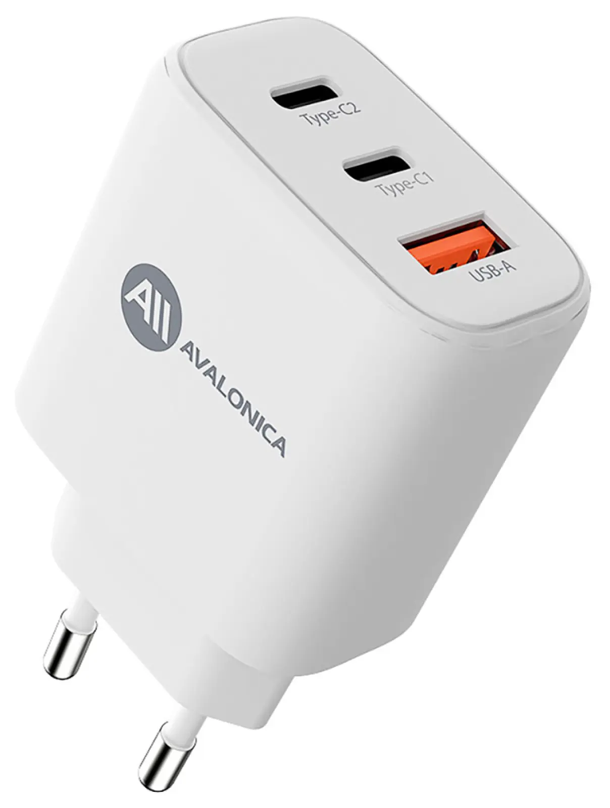 Сетевое зарядное устройство Avalonica AVA GaN, 2 х Type-C + 1 х USB-A, 65 Вт, QC 3.0, PD 3.0, AFC FCP, 3 A (AVA-WCH-010 White), белое