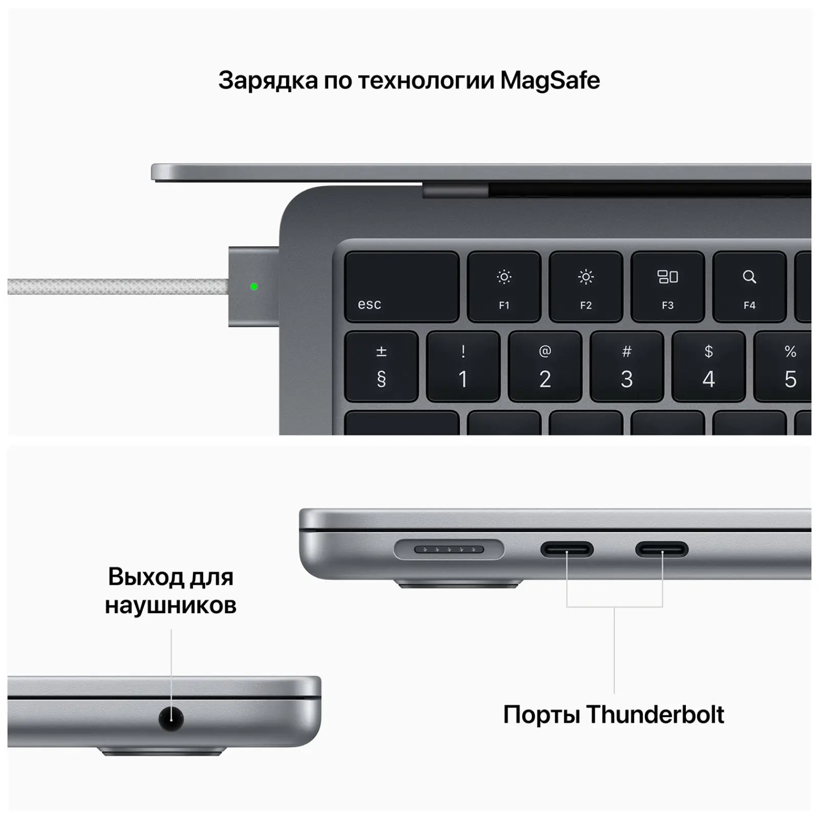 Ноутбук Apple MacBook Air 13 2022 (MLXW3) ENRUKBD SpaceGray (РУССКАЯ ГРАВИРОВКА)