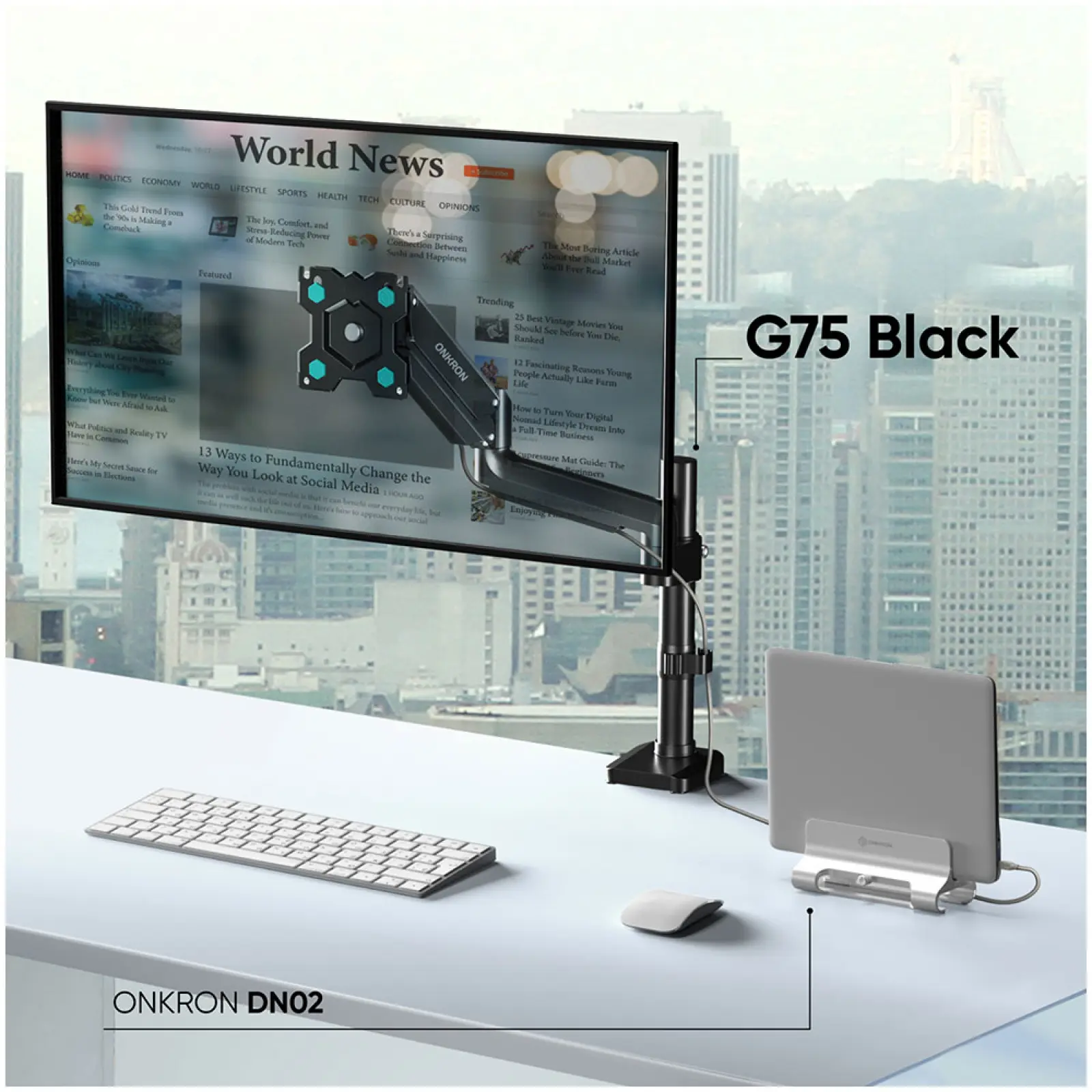 Кронштейн для монитора Onkron 13-34 настольный, G75, черный