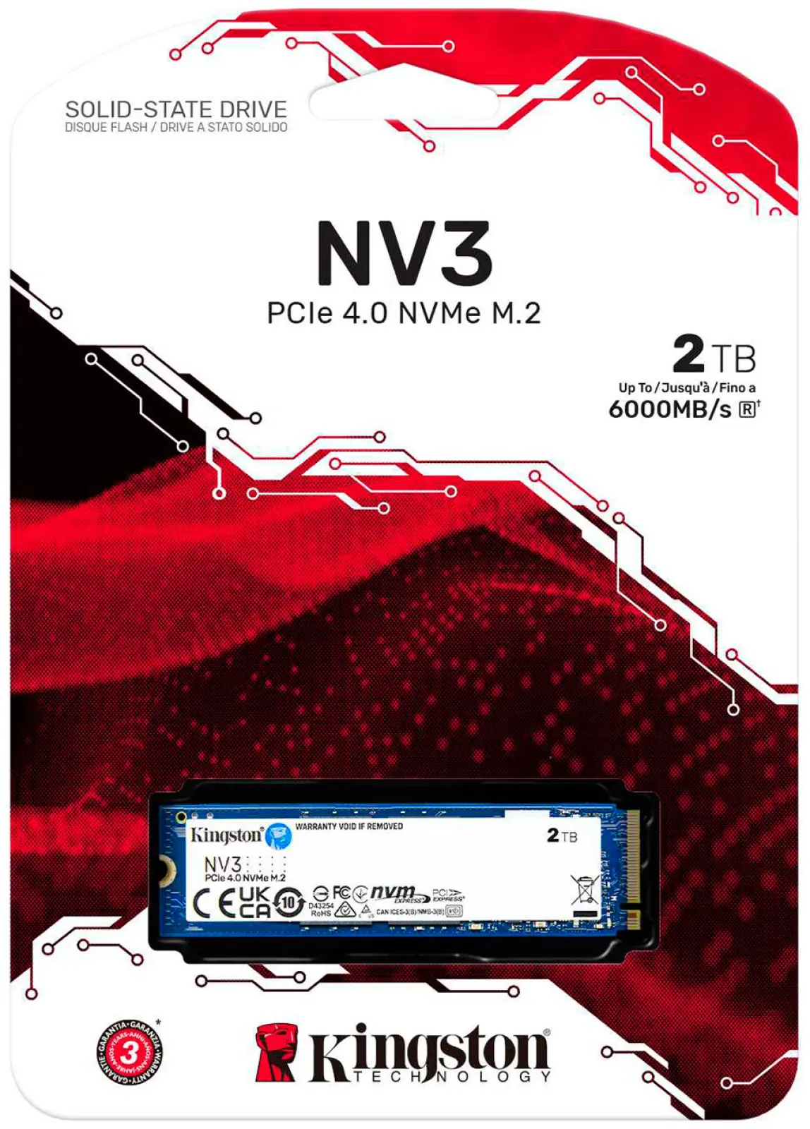 SSD накопитель Kingston M.2 2000Gb NV3 PCIe (SNV3S/2000G)