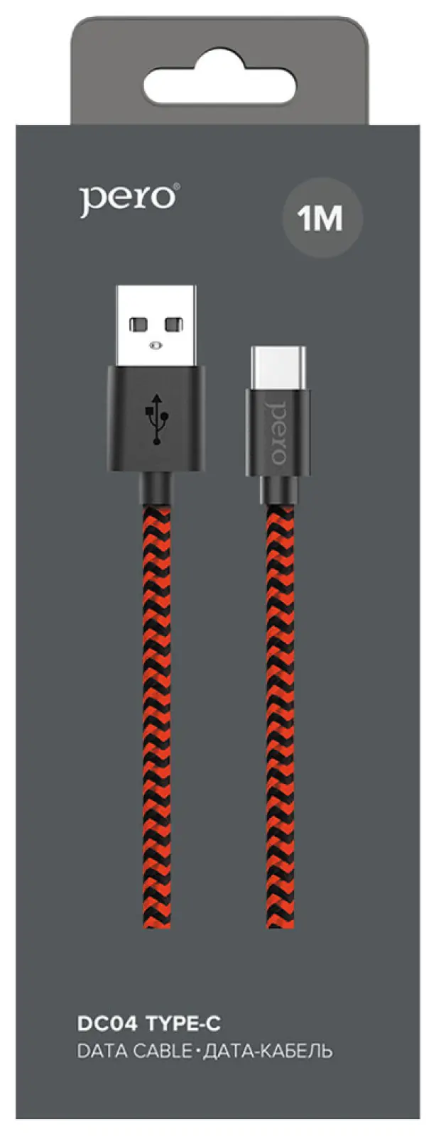 Дата-кабель Pero DC-04 Type-C 3А 1м Red-black Fast Charge