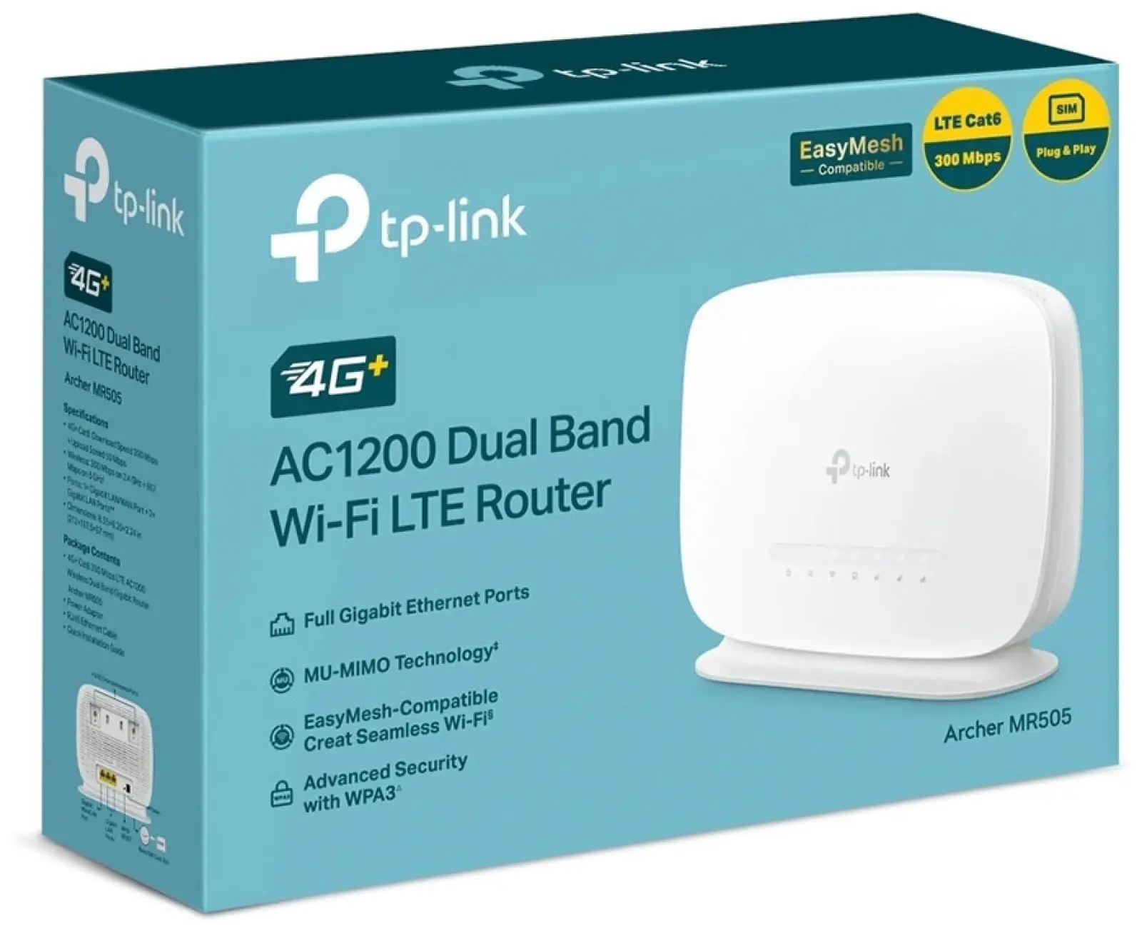 Роутер беспроводной TP-Link Archer MR505 AC1200 10/100/1000BASE-TX/3G/4G/4G+ cat.6 белый