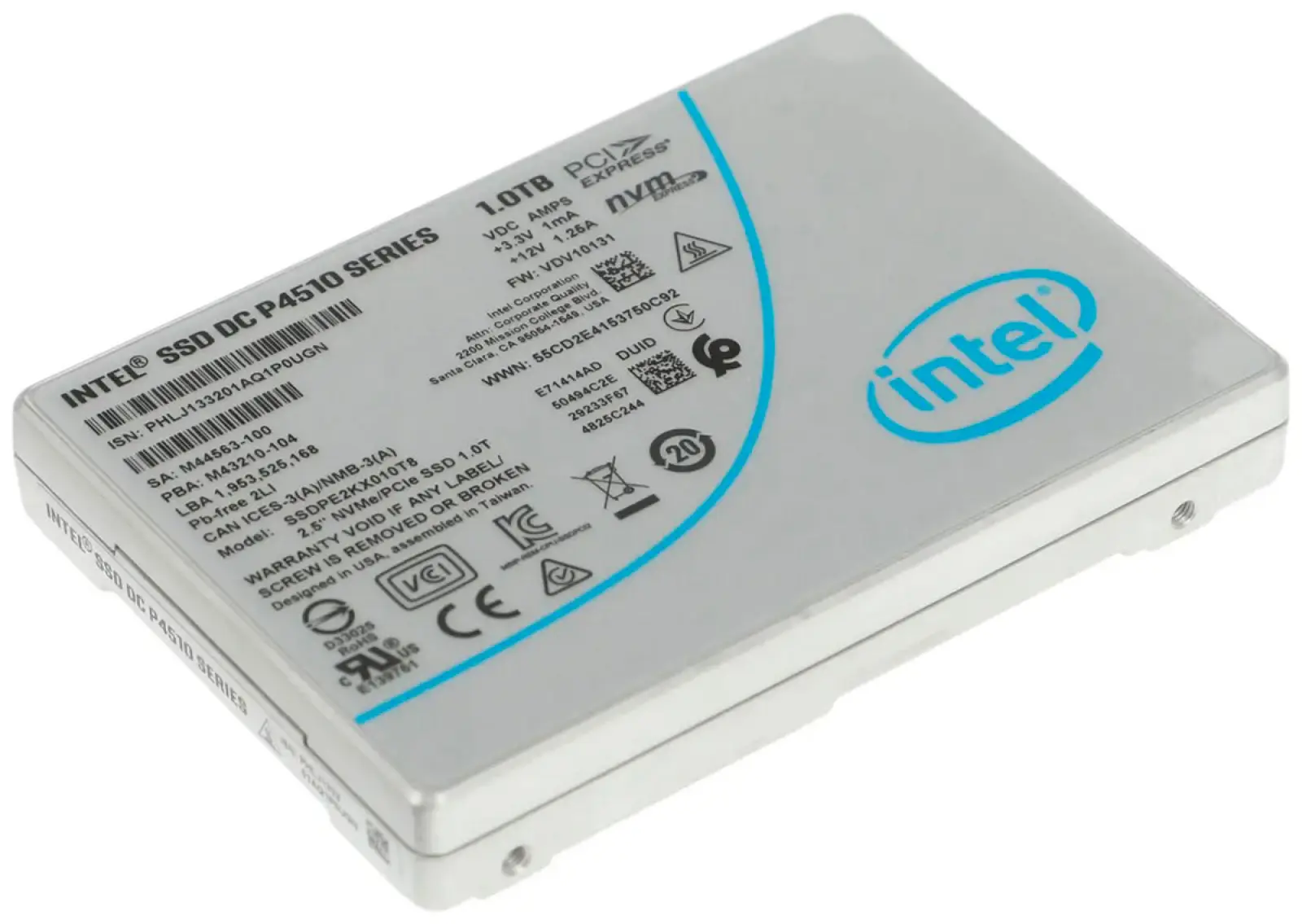 Серверный накопитель SSD Intel 2.5 U.2 DC-P4510 1000 Гб PCIe TLC (SSDPE2KX010T807)