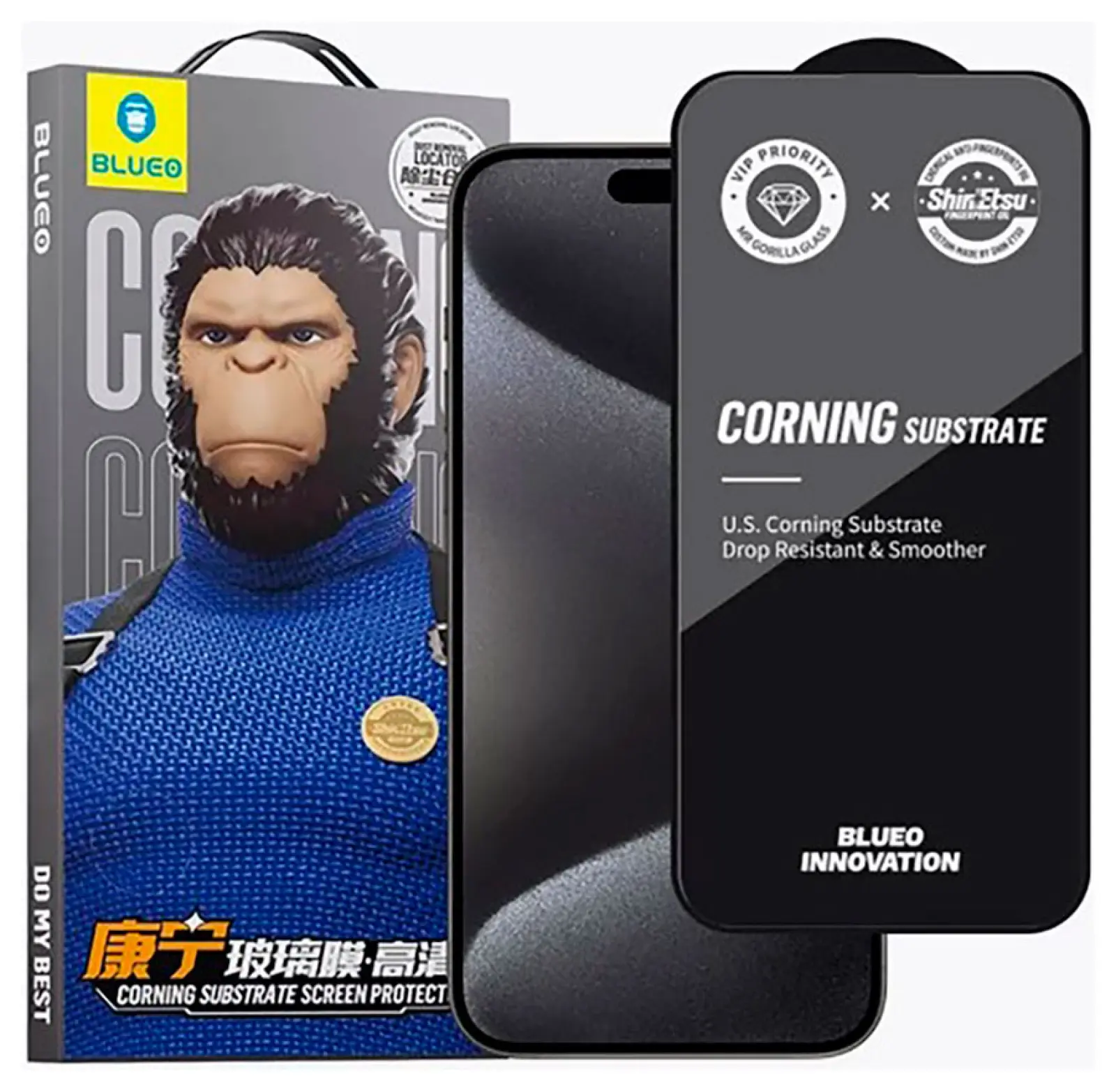 Защитное стекло Type Gorilla Full Cover HD Glass, Anti-Static, Phone15 pro Max, Black, 6.7 (PTJ1-15PM-BK)