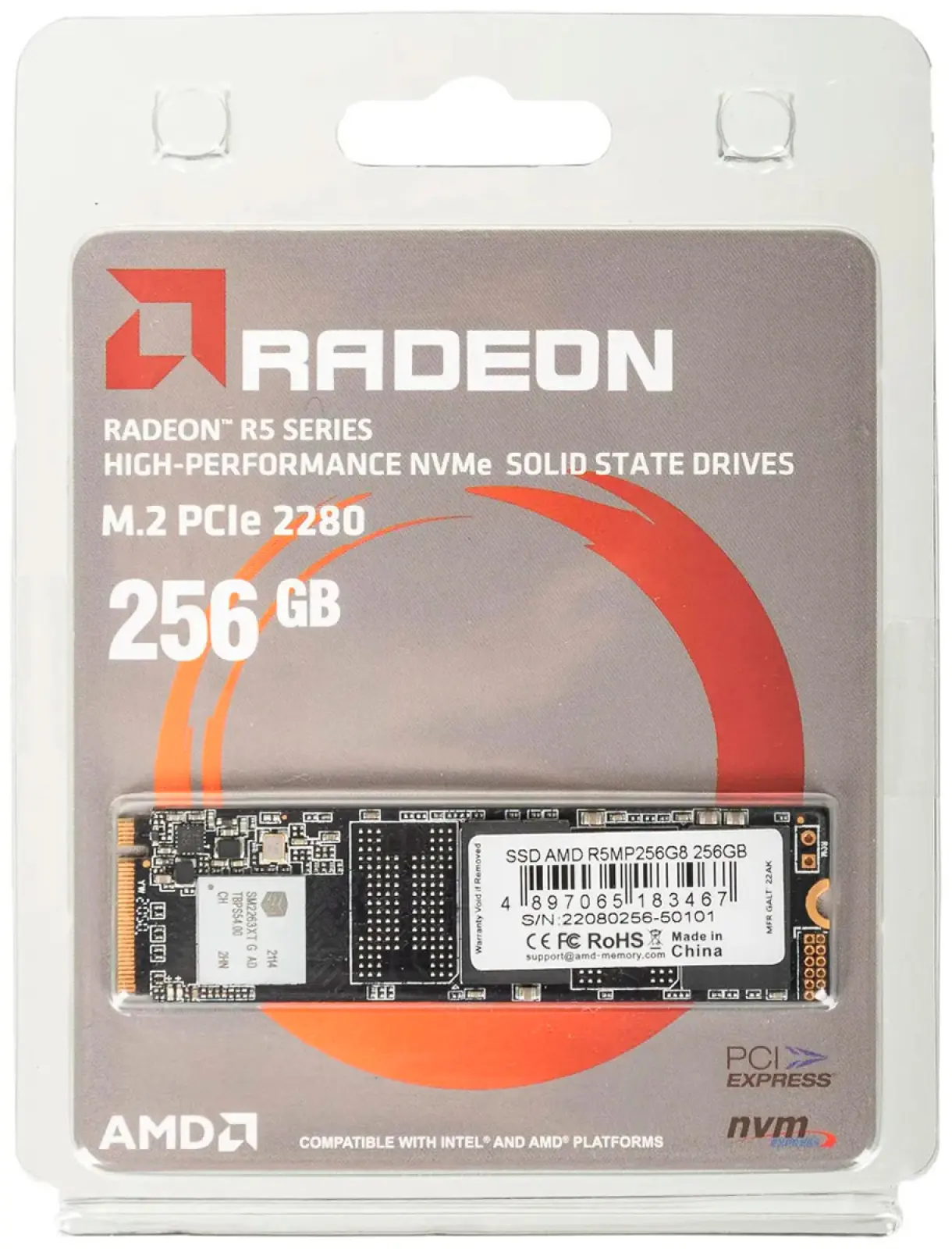 SSD накопитель AMD R5 Series M.2 256 Гб PCIe 3D TLC (R5MP256G8)